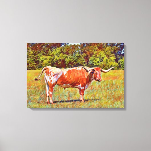 Big Texas Longhorn Koe Canvas Art Print (Voorkant)