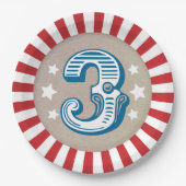 Big Three Circus Big Top Derde Verjaardag Bord (Voorkant)