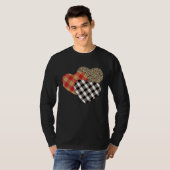 Big Three Hearts Leopard Buffalo Plaid  Valentine' T-shirt (Voorkant volledig)