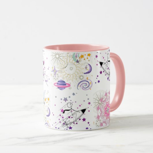 Big Time and Space Mandala Patchwork Coffe Mok (Voorkant rechts)