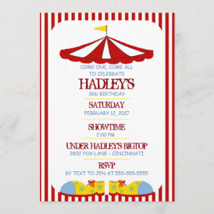 Big Top Circus Birthday Party Invitation Kaart