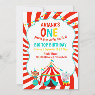 Big Top Circus Birthday Uitnodiging