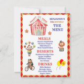 Big Top Circus Carnaval 5e verjaardag Budget Menu (Voorkant)
