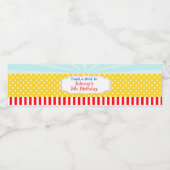Big Top Circus Carnival Birthday in Red Waterfles Etiket (Enkel label)