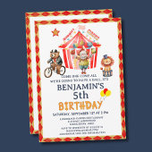 Big Top Circus Carnival Boy Fifth Birthday Kaart