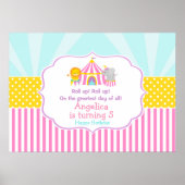 Big Top Circus Carnival Pink Birthday Poster (Voorkant)