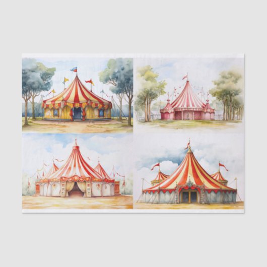 Big Top Circus Tent Collage 1 Decoupage papier (Voorkant)