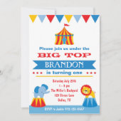 Big Top Circus-uitnodiging Kaart (Voorkant)