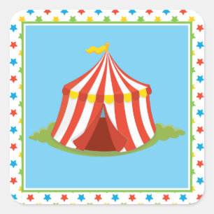 Big Top Tent Circus Thema Vierkante Sticker