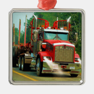 Big Truck en Highway Art voor vrachtwagenliefhebbe Metalen Ornament