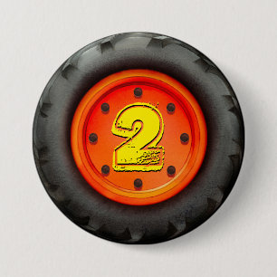 Big Truck Wheel 2de Birthday Party Ronde Button 7,6 Cm