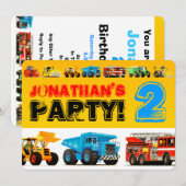 Big Trucks 2e verjaardag Kaart (Voorkant / Achterkant)
