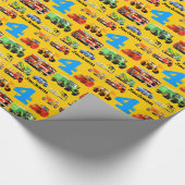 Big Trucks 4th Birthday Party Cadeaupapier (Hoek)