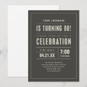 Big Type 80th Birthday-uitnodigingen Kaart (Voorkant / Achterkant)