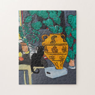 Big Vase of Flowers Black Cat Legpuzzel