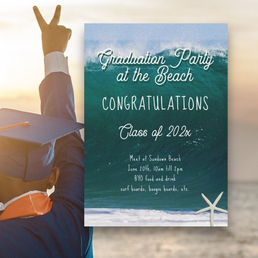 Big Wave Beach Graduation Party Invitation de clas