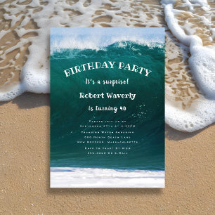 Big Wave Jongens Surprise Birthday Party Invitatio Kaart