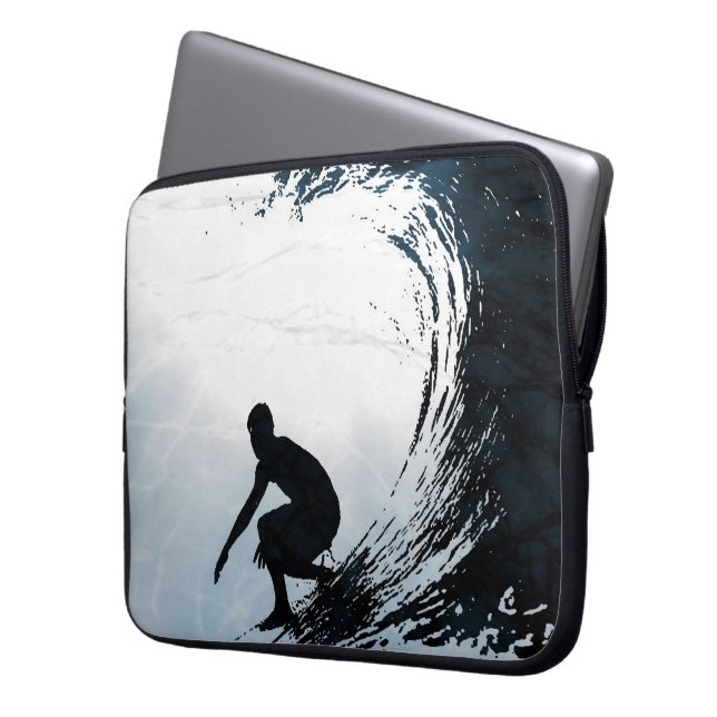 Big Wave Surfer Laptop Sleeve (Voorkant Links)