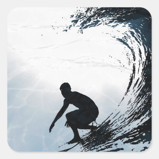 Big Wave Surfer Vierkante Sticker (Voorkant)