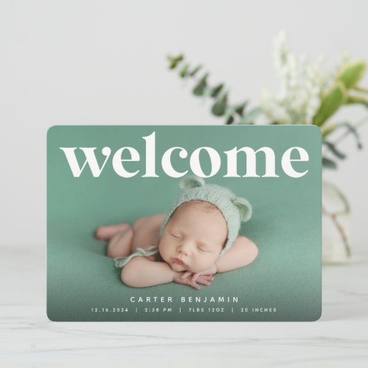 Big Welkom | Aankondiging van de foto ter geboorte (Staand voorkant)
