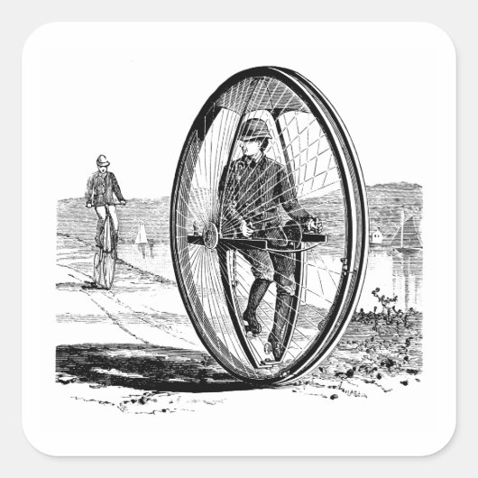 Big Wheel Cycle - eenwielfiets Vierkante Sticker (Voorkant)