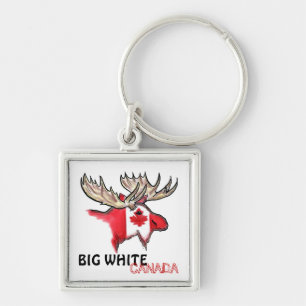 Big White Canada elk kunstvlag rode witte sleutelh Sleutelhanger