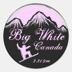 Big White Canada lichtroze snowboard kunst sticker