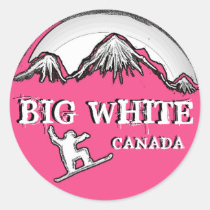 Big White Canada roze thema snowboarder stickers