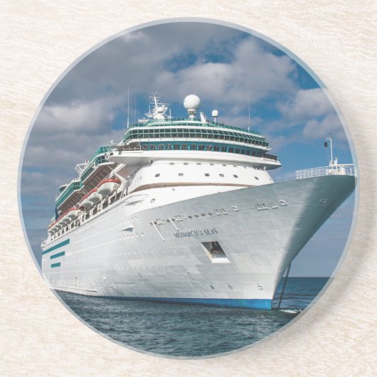 Big White Cruise Ship Zandsteen Onderzetter (Voorkant)