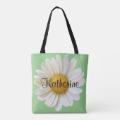 Big White Daisy Flower Gepersonaliseerde naam Draagtas (Achterkant)