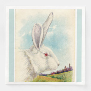 Big White Easter Rabbit Light Blue Servet