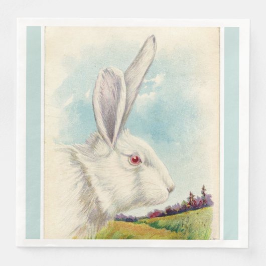  Big White Easter Rabbit Light Blue Servet (Voorkant)