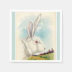 Big White Easter Rabbit Light Blue Servetten