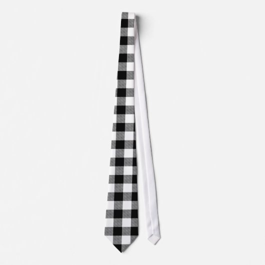 Big White en Black Buffalo Check Stropdas (Voorkant)