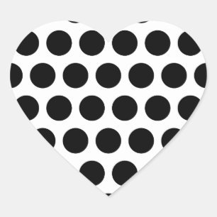 Big White en Black Polka Dots Hart Sticker