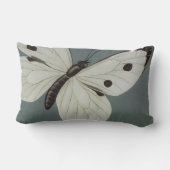 Big White/Turquoise Butterfly Blue Lumbar Pillow Kussen (Achterkant)