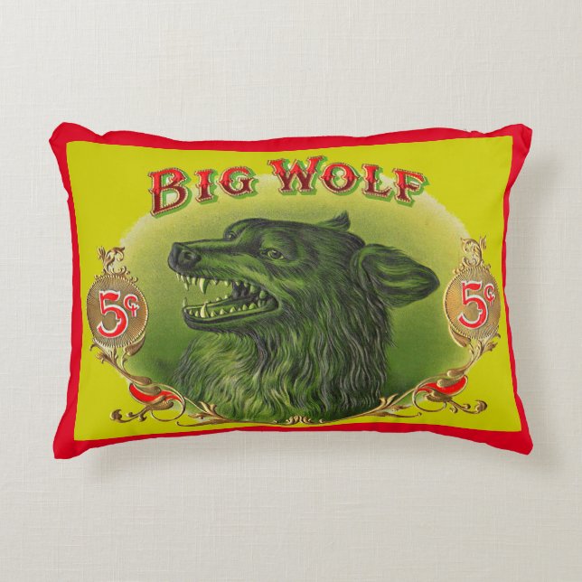 Big Wolf sigaar label print Accent Kussen (Voorkant)