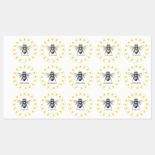 Big Yellow Bee Labels (Vel)