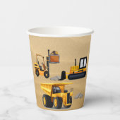 Big Yellow Construction Bulldozer Forklift Papieren Bekers (Achterkant)