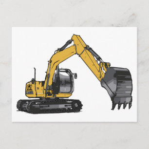 Big Yellow Excavator Briefkaart