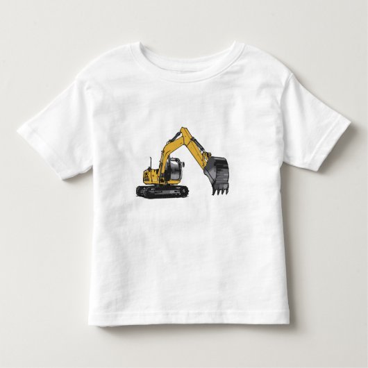 Big Yellow Excavator Kinder Shirts (Voorkant)