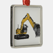 Big Yellow Excavator Metalen Ornament (Rechts)