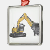 Big Yellow Excavator Metalen Ornament (Links)