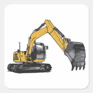 Big Yellow Excavator Vierkante Sticker
