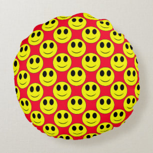 Big Yellow Happy Allover Rond Kussen