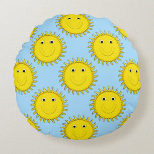 Big Yellow Happy Allover Rond Kussen