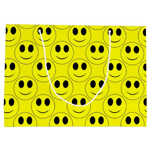 Big Yellow Happy Face Allover Large Cadeautasje (Achterkant)