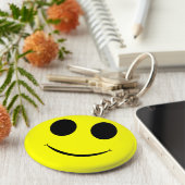 Big Yellow Happy Face-Button Sleutelhanger (Zijkant)