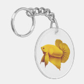 Big Yellow Mustard Betta Fish Sleutelhanger (Voorkant Links)