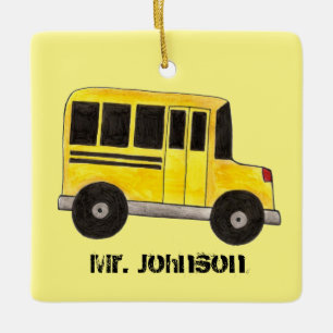 Big Yellow School Bus Driver Teacher Education Keramisch Ornament